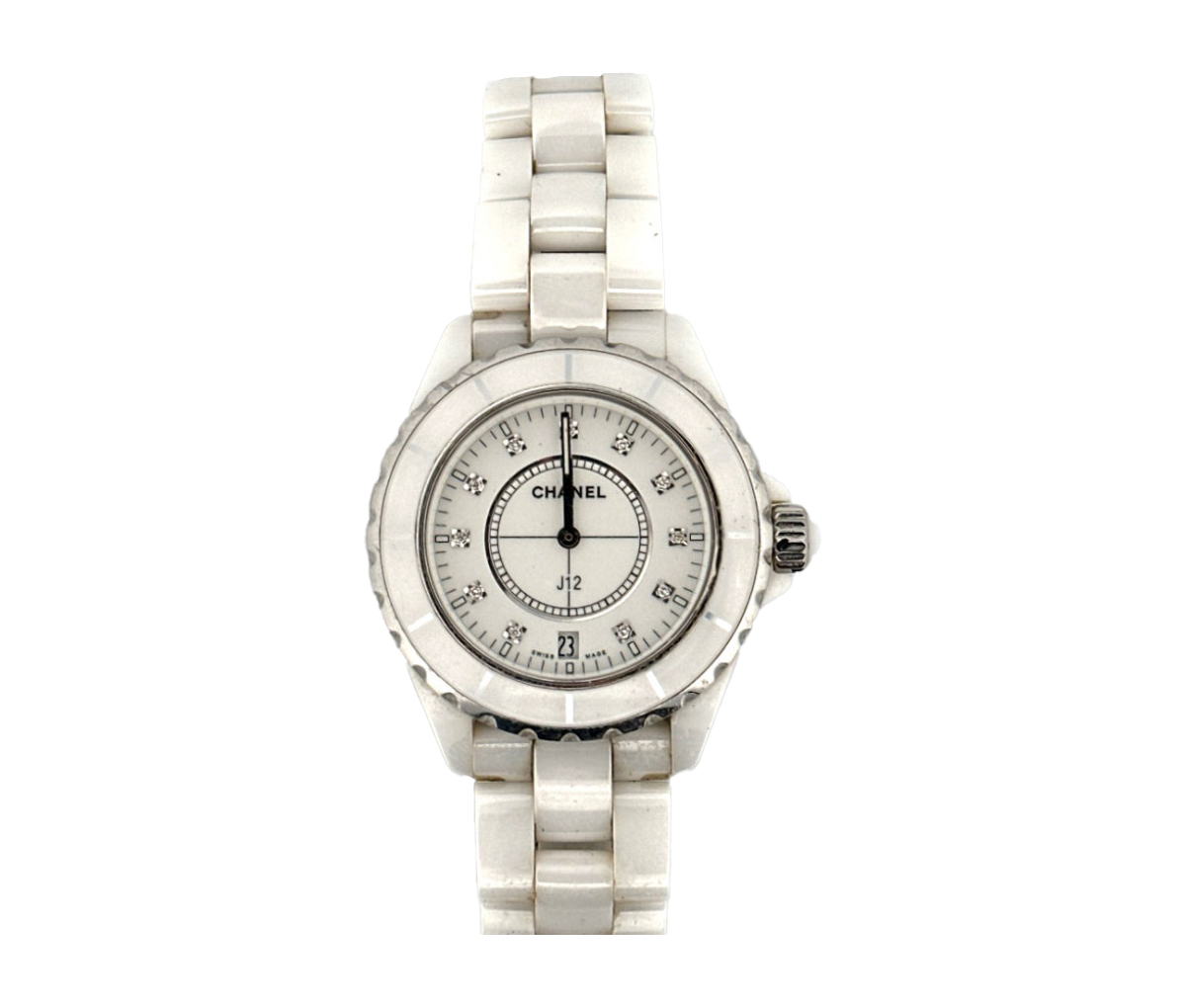 Chanel J12 White Ceramic Diamond Watch 38mm