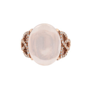 Women's 18k Rose Gold Rose Quartz & 0.50ct Diamond Ring 5.8dwt