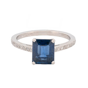 Boodles Signed Platinum Sapphire & Diamond Ring
