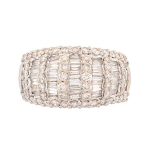 14K White Gold 1.66 cttw. Round & Baguette Cut Diamond Ring