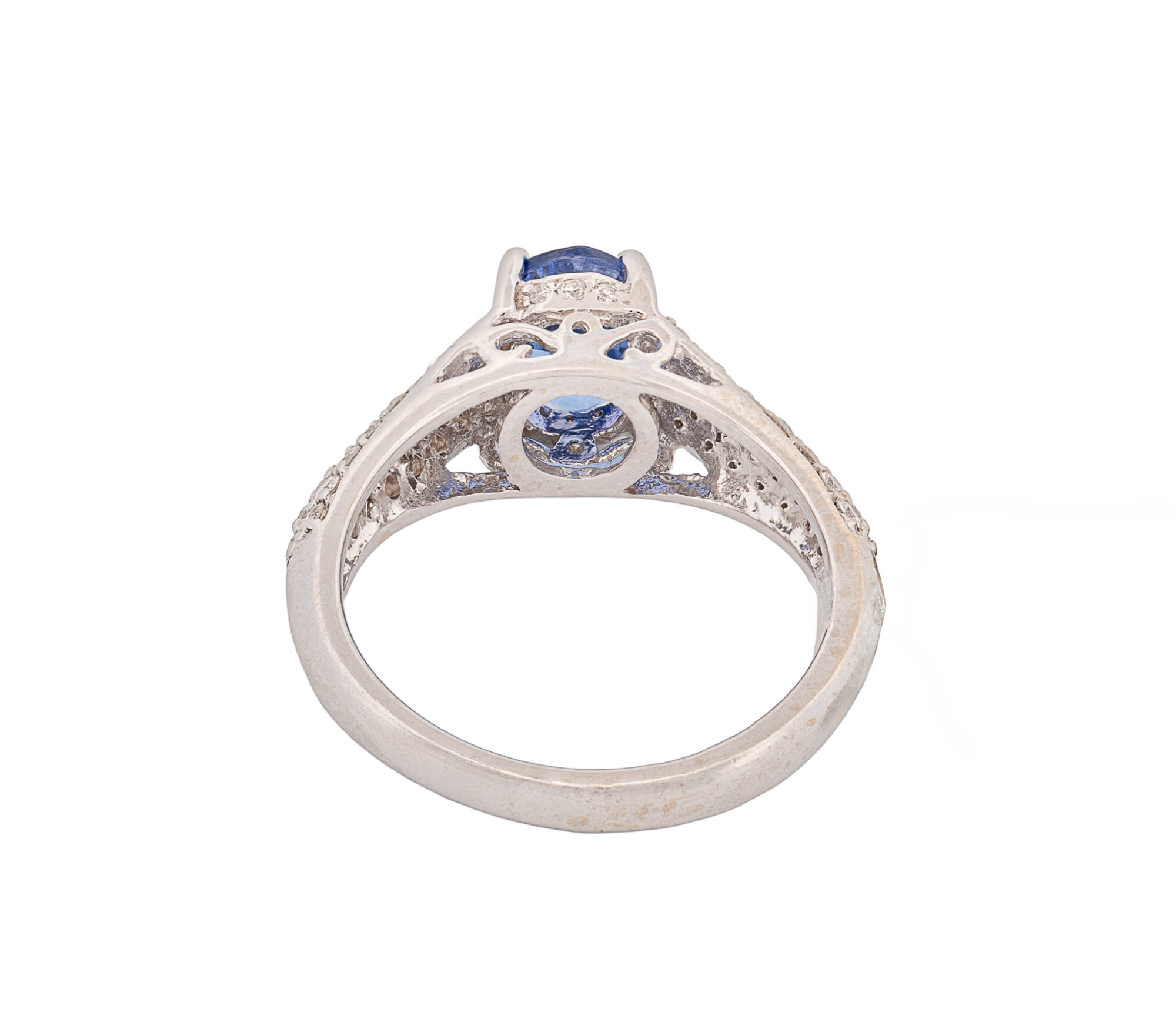 14K White Gold 1.48ct Tanzanite & Diamond Pave Cathedral Style Ring - Image 5