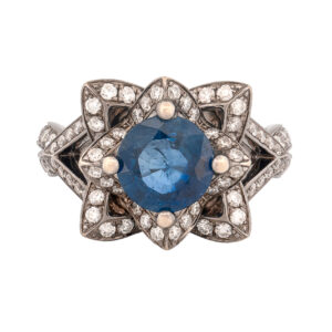 14K White Gold Sapphire & Diamond Ring