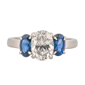 Platinum Blue Sapphire & Diamond Engagement Ring