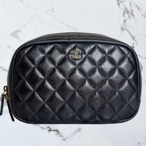 Chanel Black Quilted Cosmetic Bag