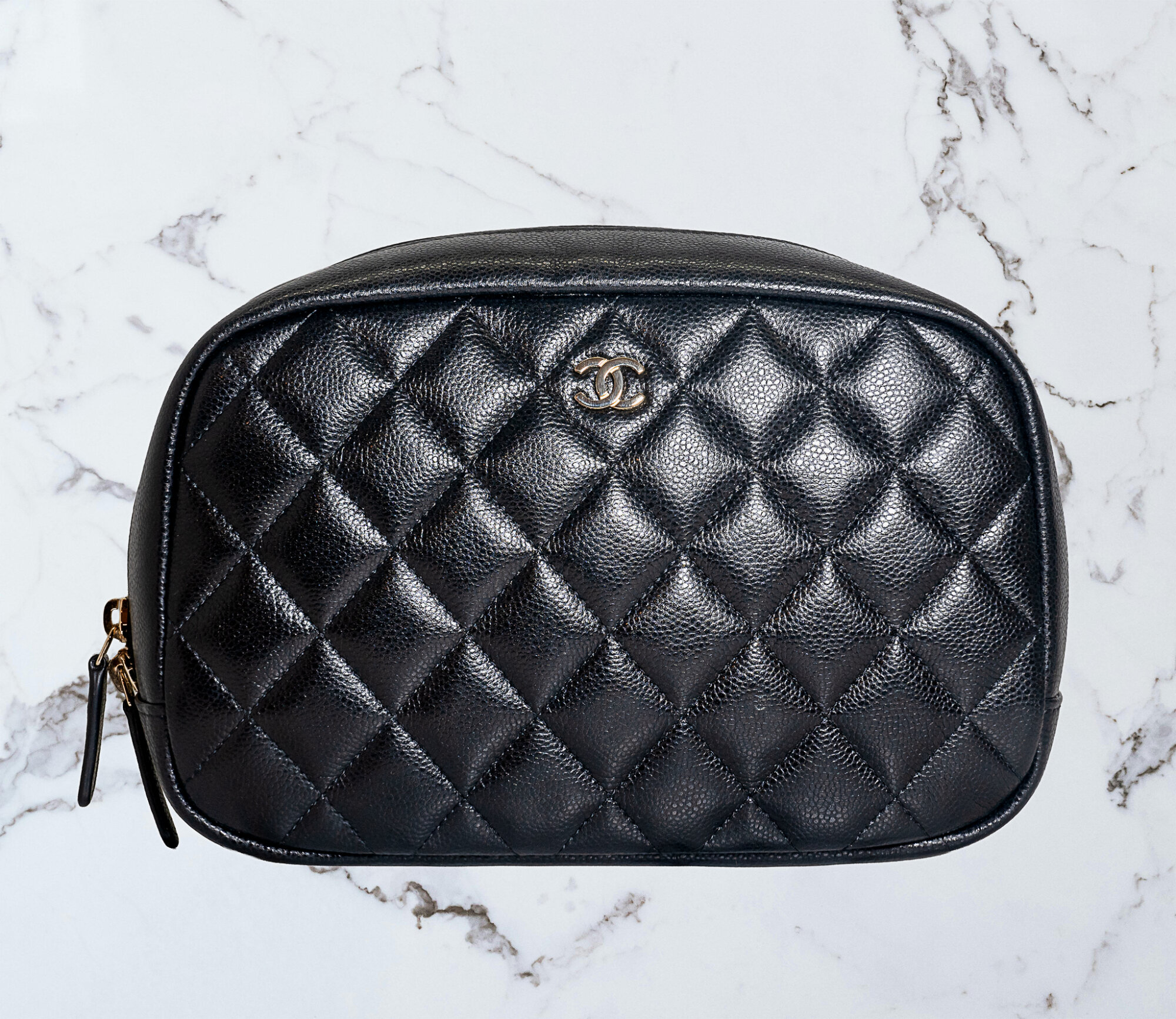 Chanel Black Quilted Cosmetic Bag