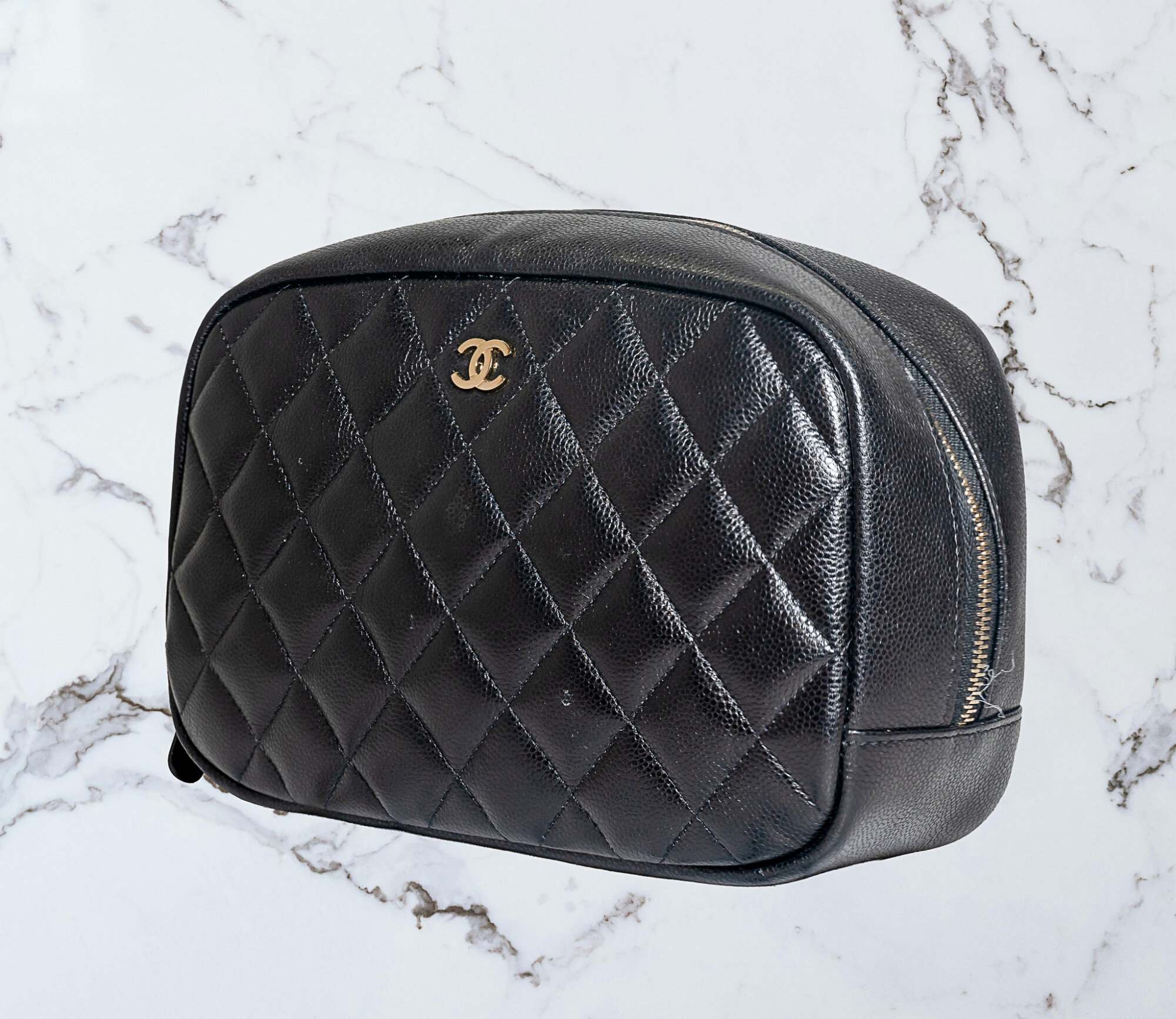 Chanel Black Quilted Cosmetic Bag - Image 4