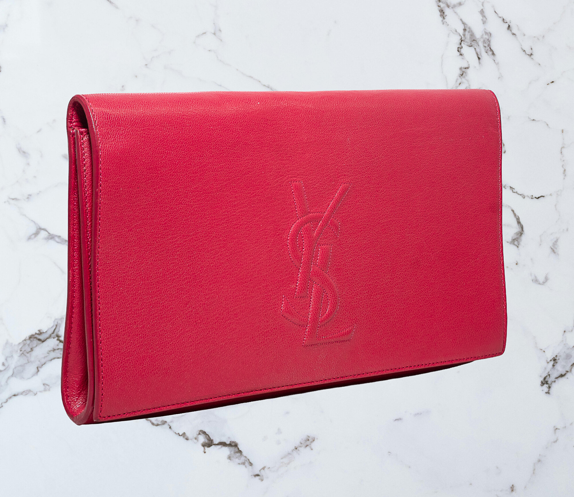 YSL Pink Leather Evening Clutch Bag - Image 4