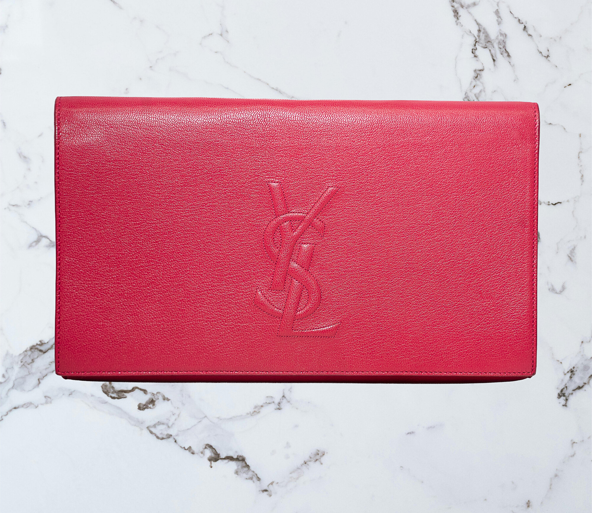YSL Pink Leather Evening Clutch Bag - Image 2