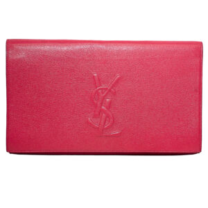 YSL Pink Leather Evening Clutch Bag