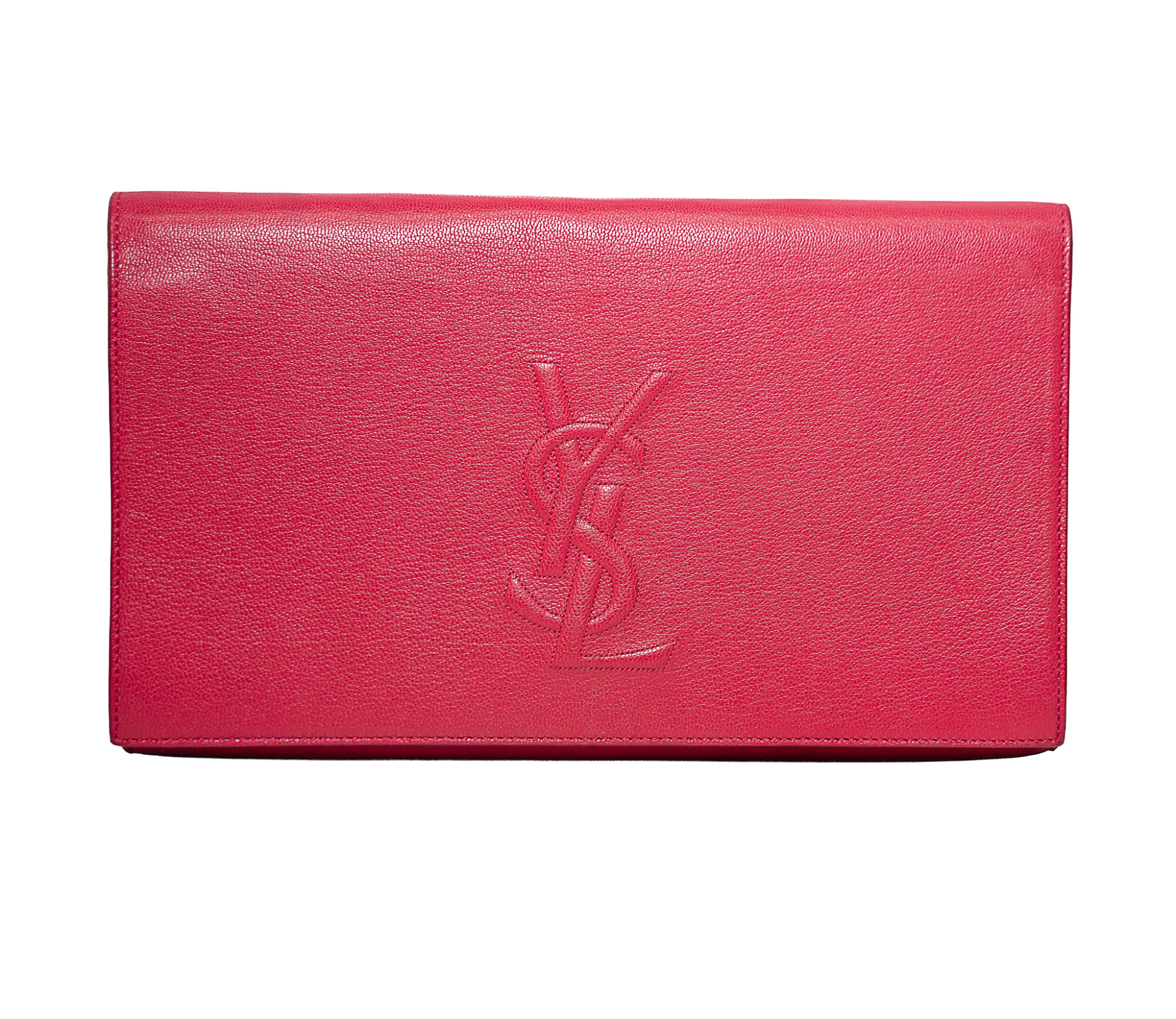 YSL Pink Leather Evening Clutch Bag
