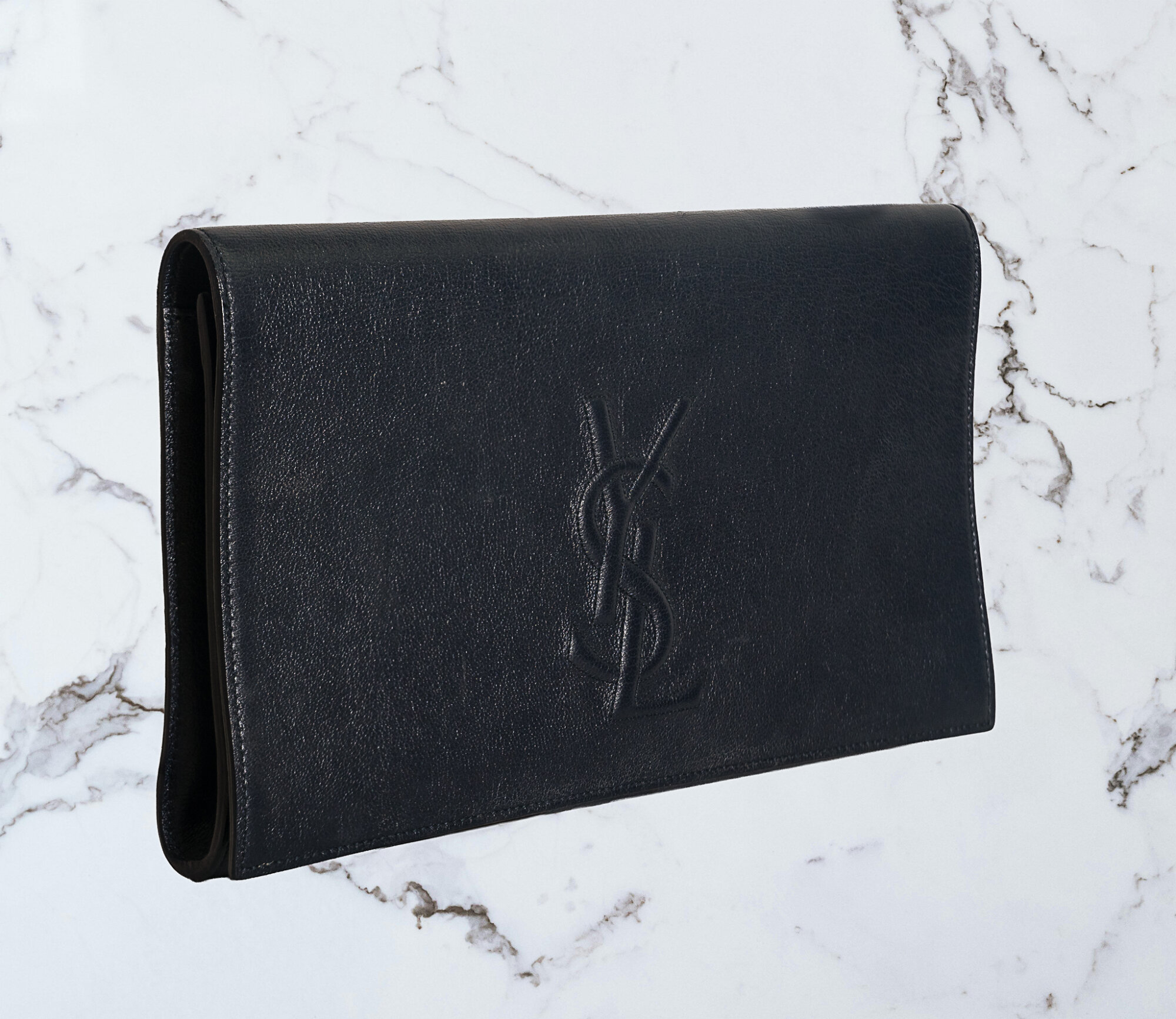 YSL Black Leather Clutch Bag - Image 3