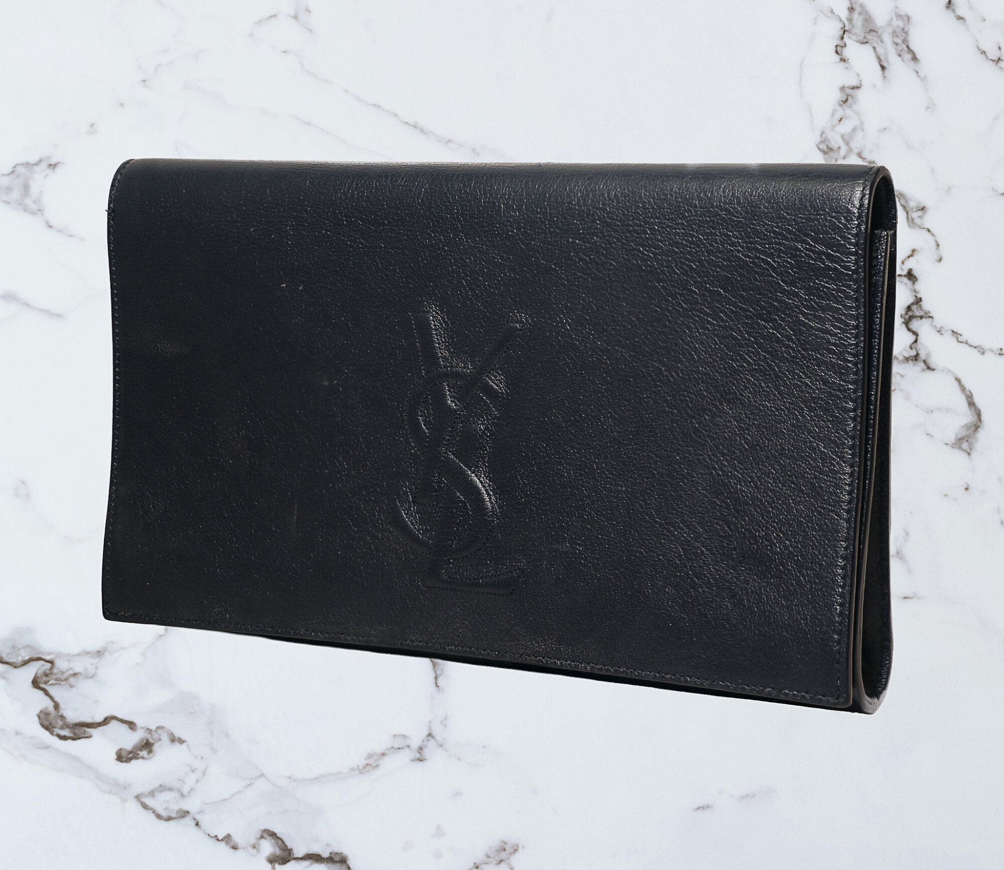 YSL Black Leather Clutch Bag - Image 4