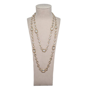 Chanel Paris 1981 Clear Crystal sautoir chiclet necklace
