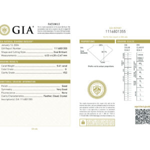Oval Brilliant 0.41 G VS2 GIA Certified Diamond