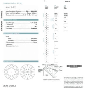 Round Brilliant 1.04 G SI1  GIA Certified Diamond