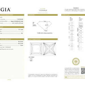 Square Modified Brilliant 1.51 I VS1 GIA Certified Diamond