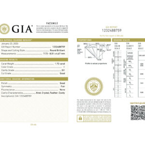 Round Brilliant 1.72 I SI1  GIA Certified Diamond