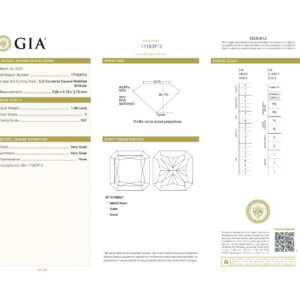 Cut-Cornered Square Modified Brilliant 1.08 H VS1 GIA Certified Diamond