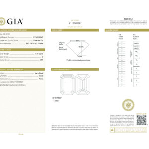 Emerald Cut 1.01 D VS1 GIA Certified Diamond