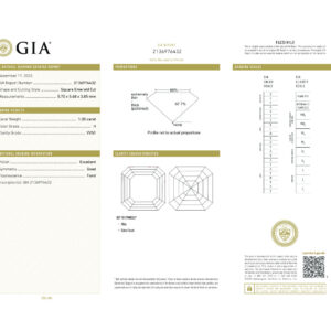 Square Emerald Cut 1.05 H VVS1 GIA Certified Diamond
