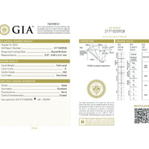 Round Brilliant 0.64 E VS2  GIA Certified Diamond