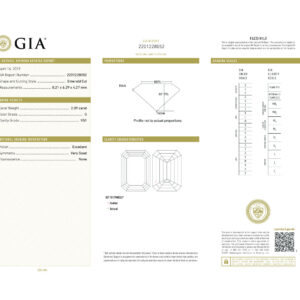 Emerald Cut 2.09 G VS1 GIA Certified Diamond