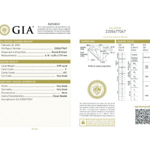 Round Brilliant .90 F VS1 GIA Certified Diamond