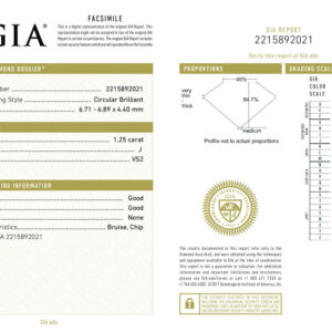 Circular Brilliant 1.25 J VS2 GIA Certified Diamond