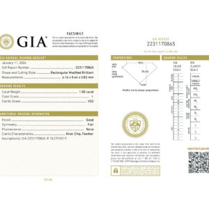 Rectangular Modified Brilliant 1.00 I VS2  GIA Certified Diamond