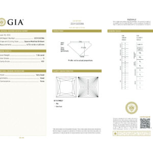 Square Modified Brilliant 1.56 G VS1 GIA Certified Diamond