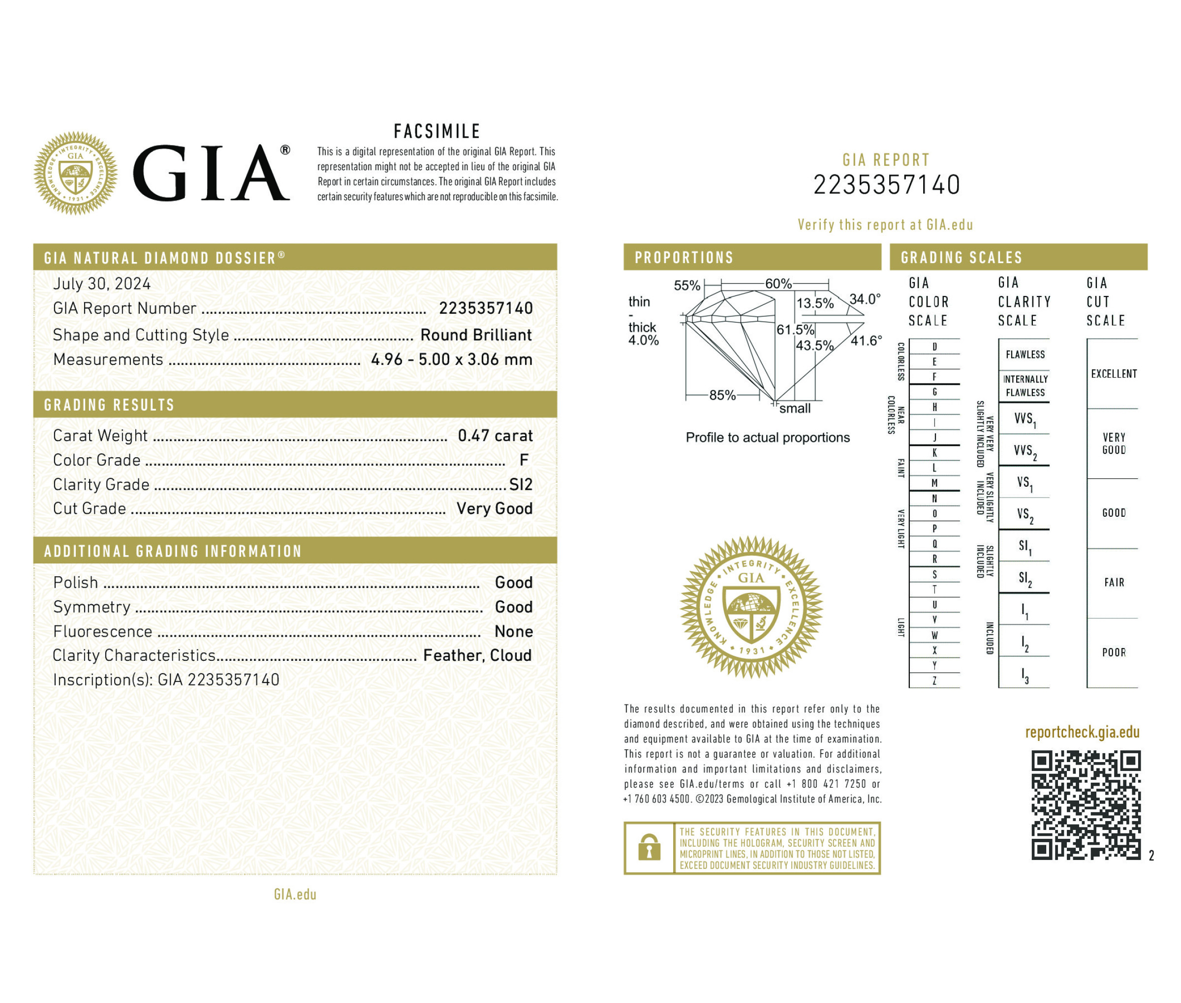 GIA Certified 14K White Gold 0.96Ct F-F SI2-SI2 Round Diamond Stud Earrings