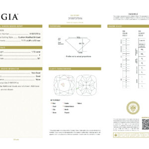 Cushion Modified Brilliant 1.72 F SI1 GIA Certified Diamond