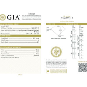 Cut-Cornered Triangular Modified Brilliant 0.71 G SI1 GIA Certified Diamond
