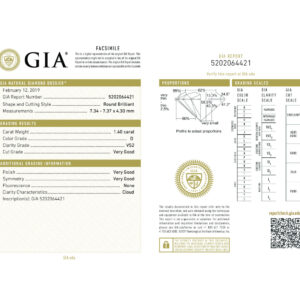 Round Brilliant 1.40 D VS2 GIA Certified Diamond