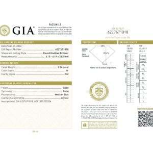 Round Modified Brilliant 0.94 H SI2 GIA Certified Diamond