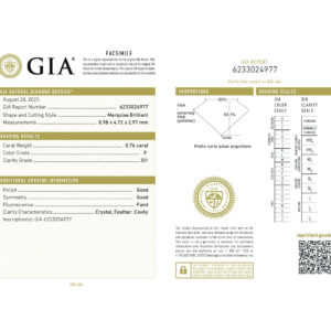 Marquise Brilliant 0.76 F SI1  GIA Certified Diamond
