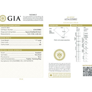 Square Modified Brilliant 1.11 G SI2 GIA Certified Diamond