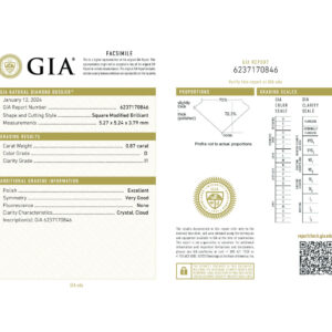 Square Modified Brilliant 0.87 D I1 GIA Certified Diamond