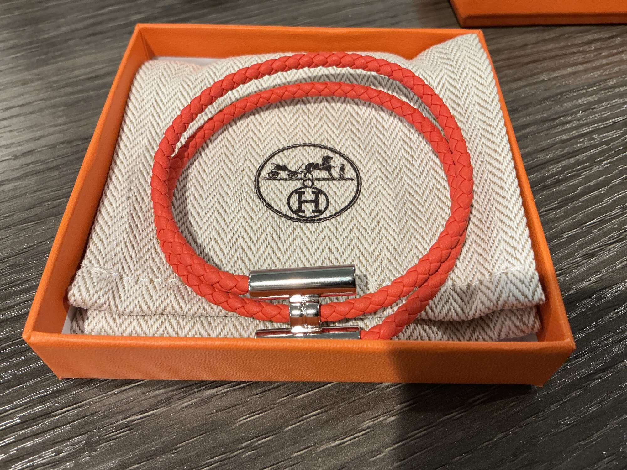 Hermes Tournis Tresse Bracelet Orange