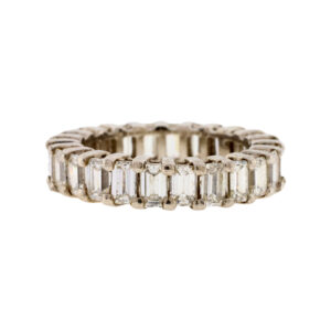Platinum 5.06 Ct Emerald Cut Diamond Eternity Wedding Band
