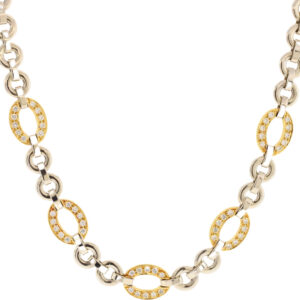 18K Two-Tone Round & Oval Link .50Cttw Diamond Necklace 16.5"