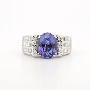 Women's 18k 1.28ct Diamond & Tanzanite Halo Ring