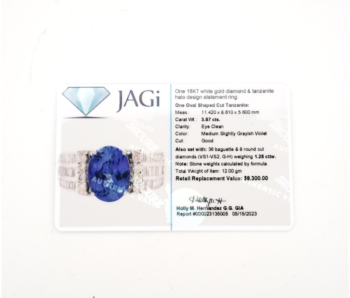 Women's 18k 1.28ct Diamond & Tanzanite Halo Ring - Image 4