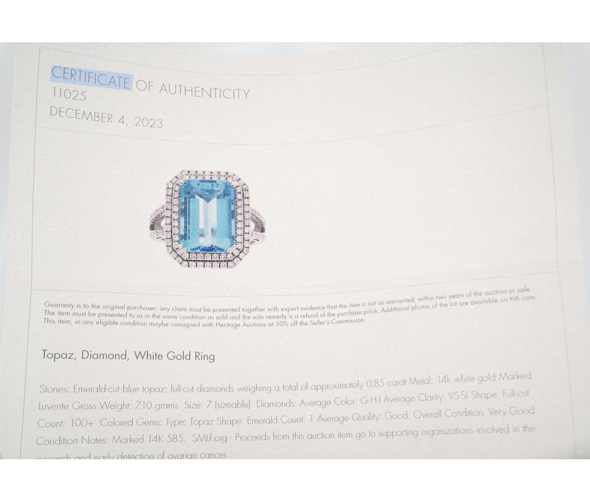 Women's 14k .85ct Diamond & Topaz Ring - Image 3