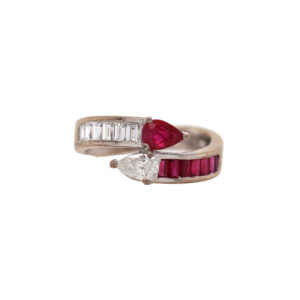 Women's 18K 0.60ct Diamond Ruby Ring 3.66dwt