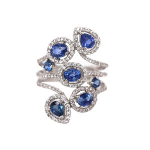 Women's 18K 1.00ct Diamond & Sapphire Ring 5.85dwt