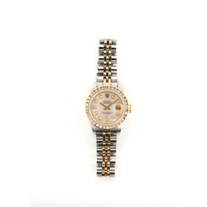 Women's Rolex 18k/SS Datejust, 26mm, Custom MOP Diamond Dial & Diamond Bezel