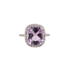 Women's 18k Amethyst & 0.85ct Diamond Ring 2.8dwt