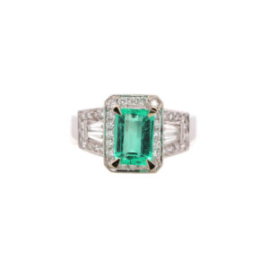 Women's 18k Natural Emerald & 0.80ct Diamond Ring 5.4dwt