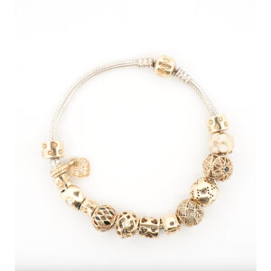 Pandora Sterling Silver & 14K Charm Bracelet